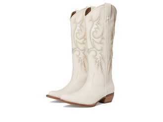 Frye and Co. Irlene Tall Deco Stitch Cowboy Womens Boots White : 8.5 M, Suede
