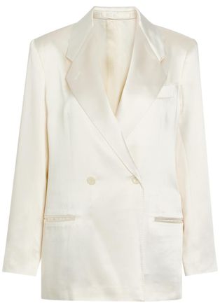 Giuliva Heritage Collection The Anna Double-breasted Satin Blazer - Ivory - 36 (UK4 / Xxs)