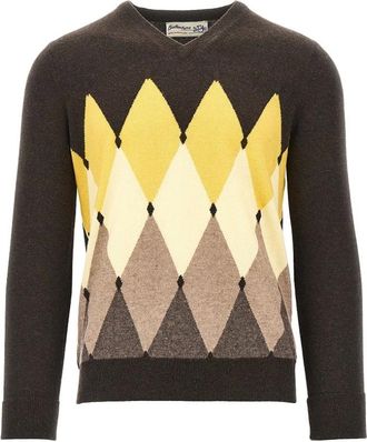 Ballantyne Maglione in cashmere a losanghe - - Knitwear - Uomo - Marrone - L