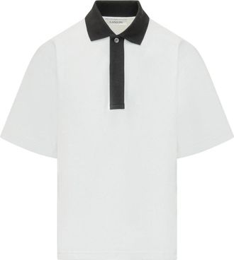 Lanvin Piqu&eacute; Polo Shirt - Heren - Polos - Wit - L - Katoen - Tops