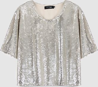 Jeanne Vouland Tee-shirt Limo Sequin Champagne