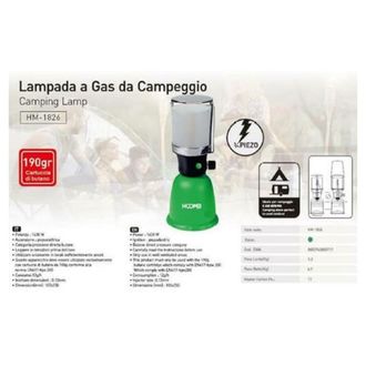 Trade Shop Lampara Camping Gas 190 Gr 1600w Encendido Piezo Con Pantalla