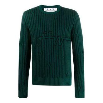 Off-white Mens Off-White logo Stripe Knit Green OMHE043E20KNI0015700
