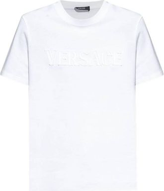 Versace Logo-Applique Crewneck T-Shirt, Brand Size 40 ( US Size 4 )