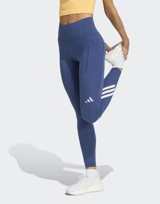 adidas Adi365 climacool - Leggings da corsa indaco tecnico con 3 strisce-Blu