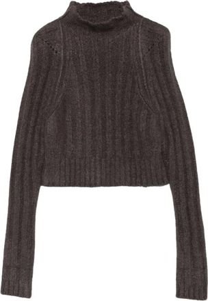 Rick Owens Cropped Ribbed Turtleneck - Dames - Coltruien - Grijs - S - Truien & Vesten