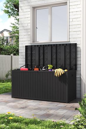 H&O Direct Outdoor Waterproof Garden Cushion Storage Box in Black
