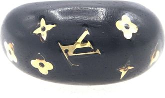 Louis Vuitton Gold Dark Brown Brass Wood Band Ring (Pre-Owned)
