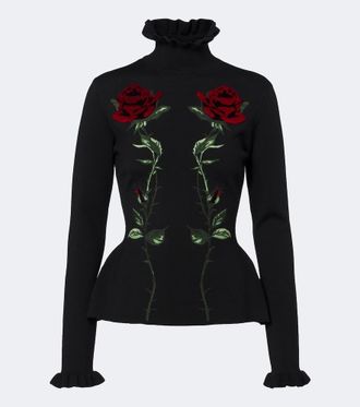Blumarine Jersey de lana virgen bordado con volantes