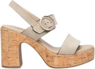Nero Giardini Velours Marsala Sandalen met Hoge Hak - Dames - Sandalen met hakken - Beige - 39 EU - Schoenen