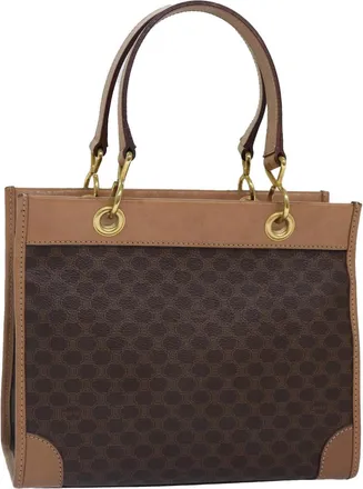 Celine Vintage Macadam Canvas And Leather Brown Canvas Handbag (Pre-Owned)