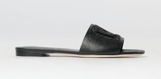 Dolce & Gabbana Sliders in pelle a grana con monogram di strass