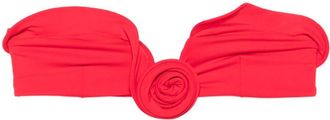 Magda Butrym Rose-Embellished Bandeau Bikini Top - Womens - Elastane/Polyamide