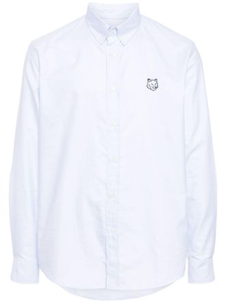 Maison Kitsuné logo-appliqué cotton shirt - Blue