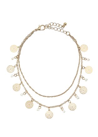 Lascana Fusskette LASCANA, Damen, Gr. Glas Metall, gold (goldfarben), Glas, Metall, Fussketten Fusskette, Fusskettchen-Armband, Fusskettchen mit Anh&auml;nger, Fus