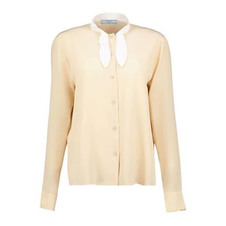 Prada Dames, Blouses & Shirts, Beige, Maat: 2XS Zijde