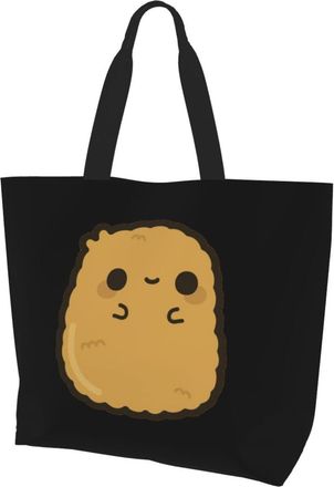 AOOEDM Cute Chicken Nugget Ladies Canvas Tote Reusable Shopping Bag