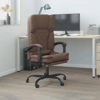 vidaXL Silla De Oficina Reclinable Masaje Cuero Sint&eacute;tico Marr&oacute;n Vidaxl