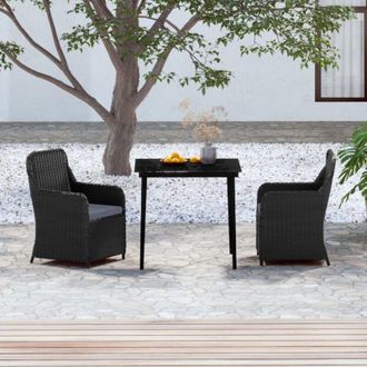 vidaXL Juego De Comedor De Jard&iacute;n 3 Piezas Con Cojines Negro Vidaxl