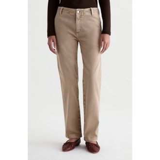 AG - Adriano Goldschmied Brinley Mid Rise Straight Leg Trouser Jeans in Sulfur Studio Tan at Nordstrom, Size 32