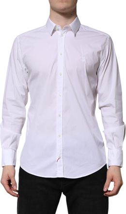 Dolce & Gabbana White Cotton MARTINI Long Sleeve Dress Mens Shirt