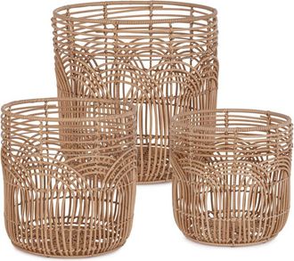 Decorspace Set3 cesta sherly naturale in polyrattan, fil di ferro &Oslash; 30 x h 30 cm &Oslash; 35 x h 35 cm &Oslash; 40 x h 40 cm