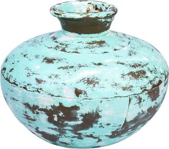 Wanderlust Deco Jarr&oacute;n De Metal Envejecido Verde 33x28x33