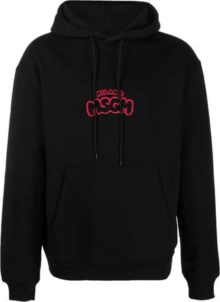 Msgm Hoodie met Geborduurd Logo - Heren - Hoodies - Zwart - S - Katoen - Hoodies & sweatvesten