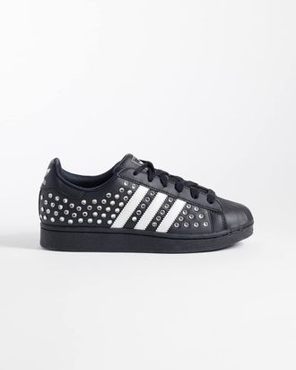 adidas Originals Superstar II - Sneakers con borchie nere e argento-Nero