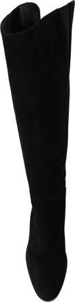 Dolce & Gabbana Womens Black Suede Knee High Flat Boots Shoes