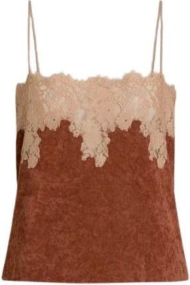 Alberta Ferretti Tops, Dames, Veelkleurig, L, Top met kanten inzetstukken