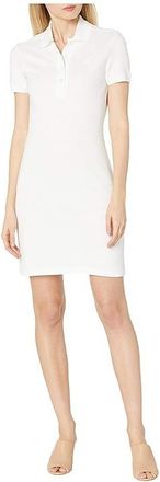 Lacoste Short Sleeve Slim Fit Stretch Pique Polo Dress Womens Dress White : 10 (EUR 42), Cotton/Elastane/Pique