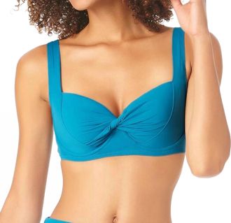 Anne Cole Live In Color Retro Underwire Bikini Top In Teal
