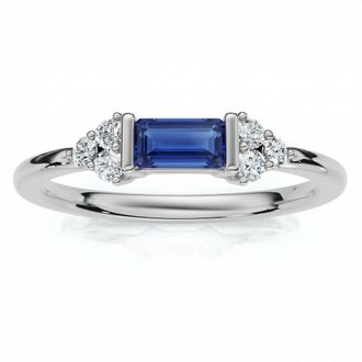 Pompeii3 1/3Ct Thin Sapphire Diamond Stackable Wedding Ring 14k Gold Lab Grown