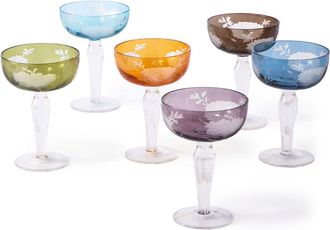 Pols Potten Multicolour Peony Coupe Glass Set - Unisex - Glass