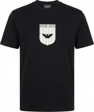 Emporio Armani Mens Crewneck T-Shirt Black Cotton T-Shirts And Polos