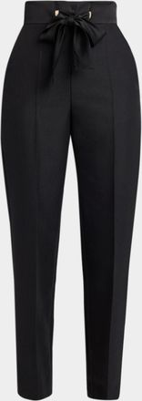 Valentino Garavani Bow High-Rise Cashmere Straight-Leg Pants