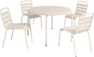 VENTE-UNIQUE.COM Conjunto de mesa y sillas para jard&iacute;n acero beige