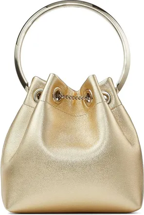 Jimmy Choo London Bon Bon Metallic-finish Bucket Bag