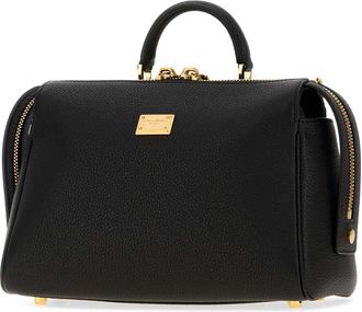 Dolce & Gabbana Womens Vintage Top Handle Bag Black Calf