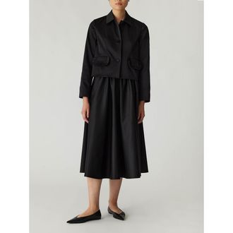 Rebecca Taylor Techy Sateen Ruffle Pocket Jacket in Black at Nordstrom, Size Medium