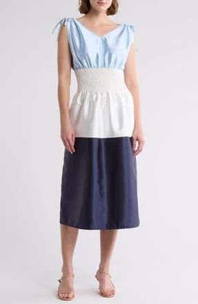 Area Stars Kelli Shantung Colorblock Midi Dress in Light Blue at Nordstrom Rack, Size X-Small