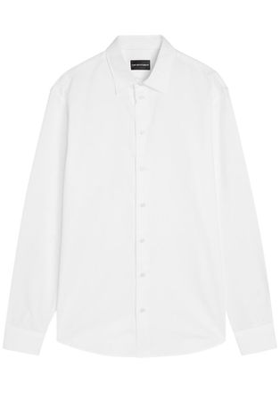 Emporio Armani Jacquard Cotton Shirt - White - XL
