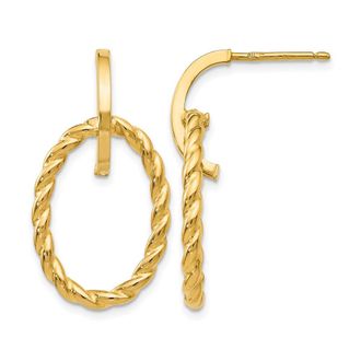 Diamond2Deal 14K Yellow Gold Twisted Drop Dangle Earrings
