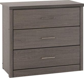 Seconique Lisbon 3 Drawer Chest - L40 x W80.5 x H72 cm - Black Wood Grain