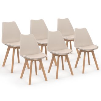 IDMarket Lote De 6 Sillas De Comedor Escandinavas Sara Beige