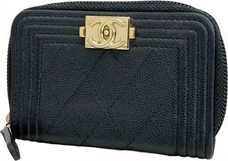 Chanel Black Grained Calfskin Coin Purse/Coin Case (Pre-Owned)