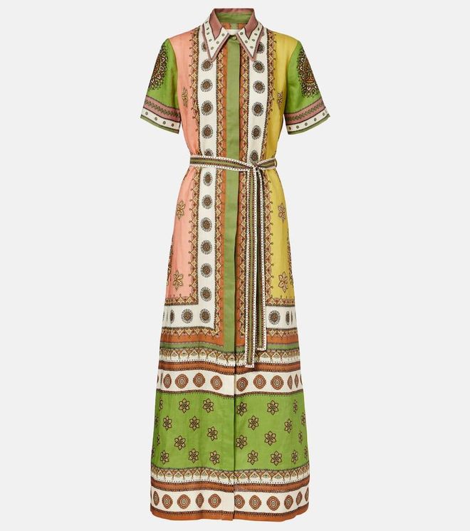 Al&eacute;mais Contina belted linen shirt dress