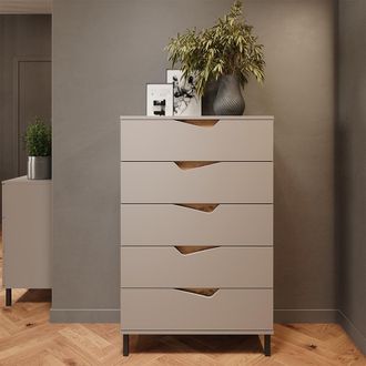 Vicco Aparador Marelle, Roble Gris&aacute;ceo/artesano, 76 X 120 Cm Con 5 Cajones, Vicco