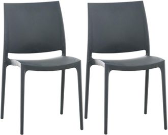 Clp Set de 2 sillas robustas apilables en Pl&aacute;stico Gris oscuro